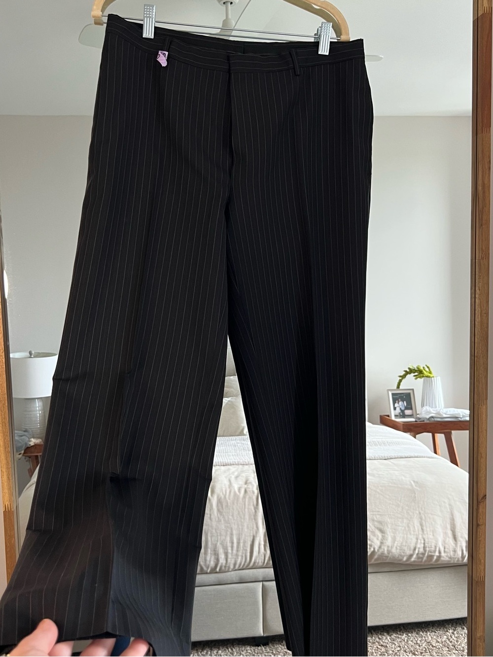 Gucci Black Pinstripe Dress Pants with Subtle White Stripes